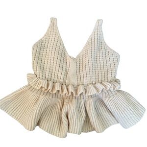 Elegant Cream Knit Peplum Top